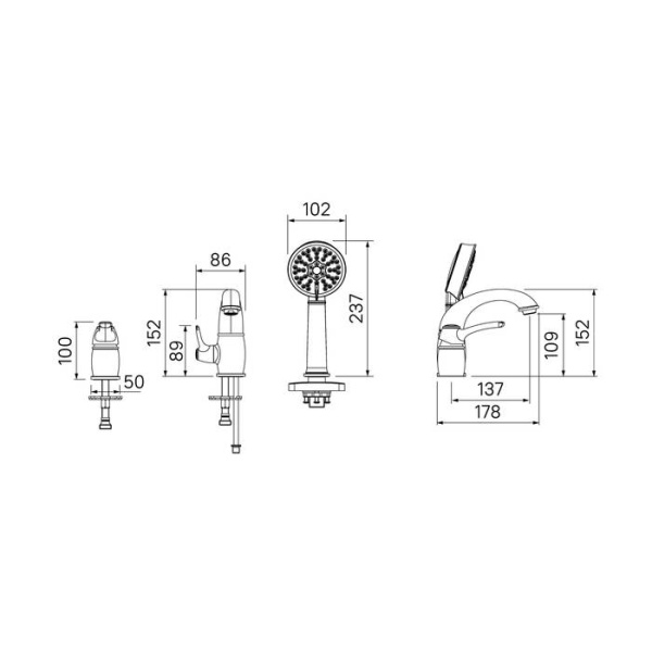 Смеситель на борт ванны на 3 отверстия с керамическим дивертором, IDDIS Oldie OLDSB30i07, хром